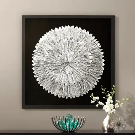 Silver Feathers 31 1/2" Square Modern Wall Art
