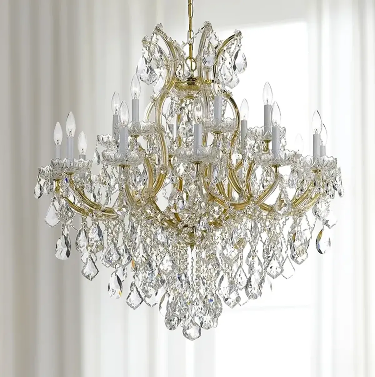 Maria Theresa 35" Wide 19-Light Gold and Crystal Chandelier