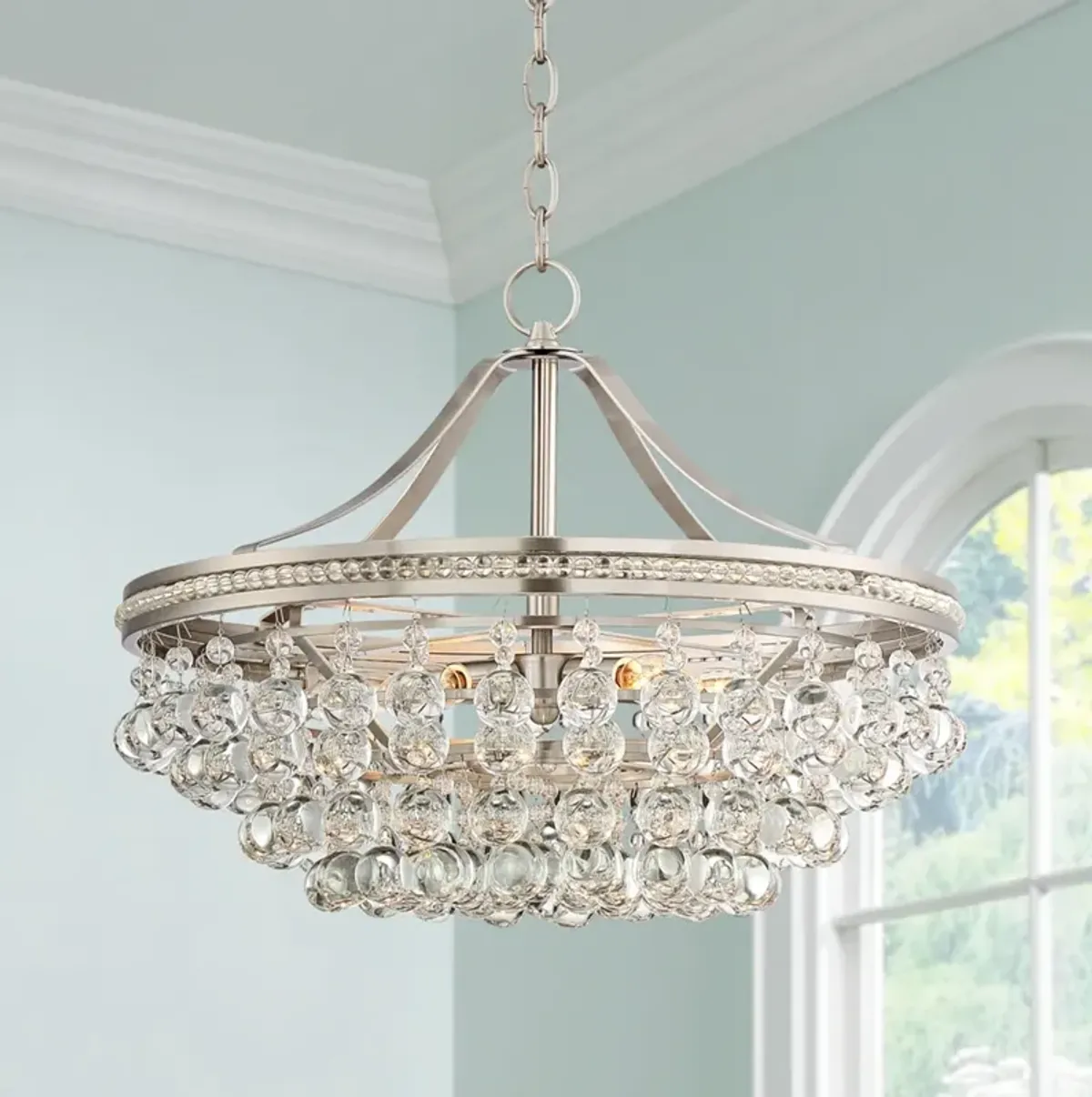 Vienna Full Spectrum Wohlfurst 20 1/4" Nickel Crystal Pendant Light