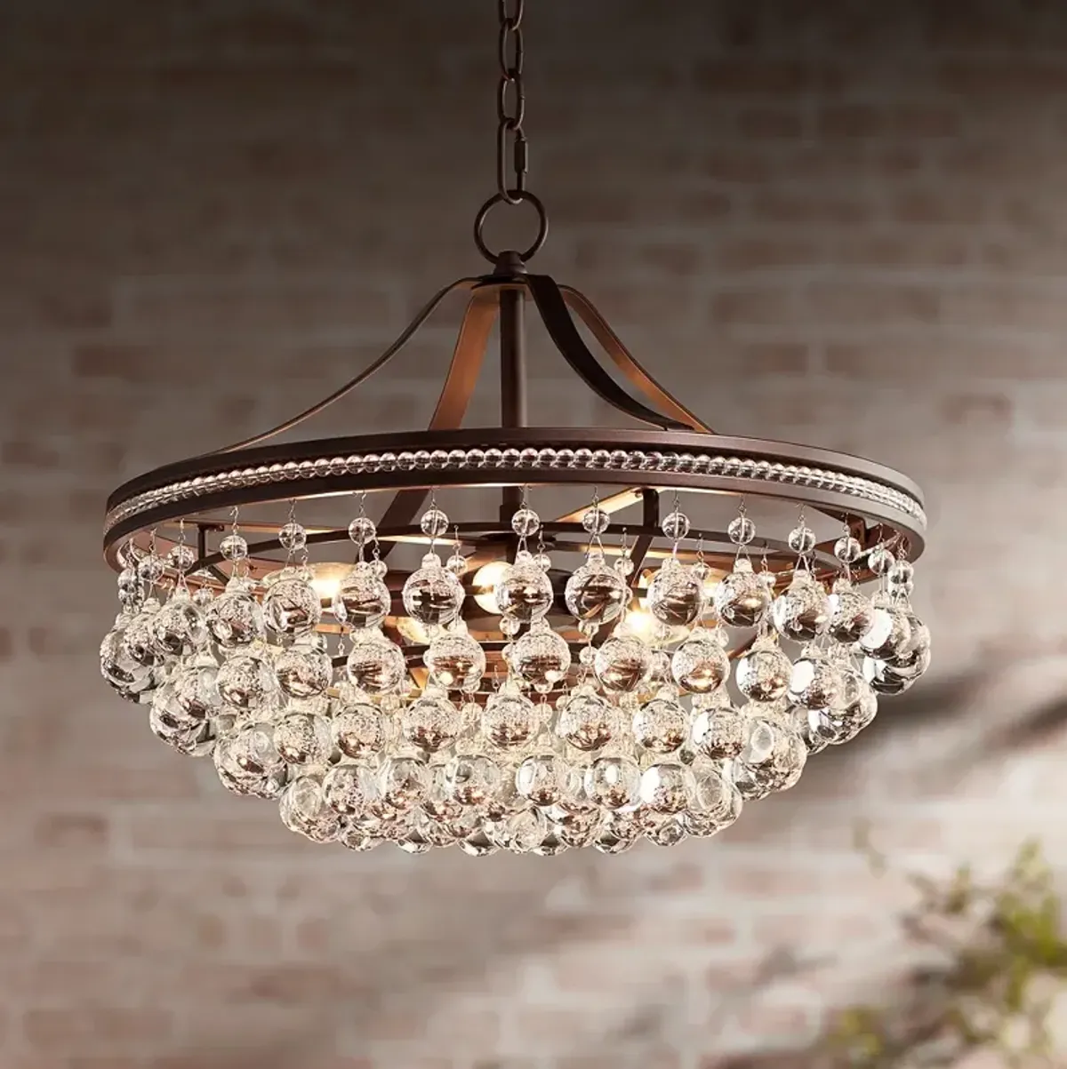 Vienna Full Spectrum Wohlfurst 20 1/4" Bronze Crystal Pendant Light