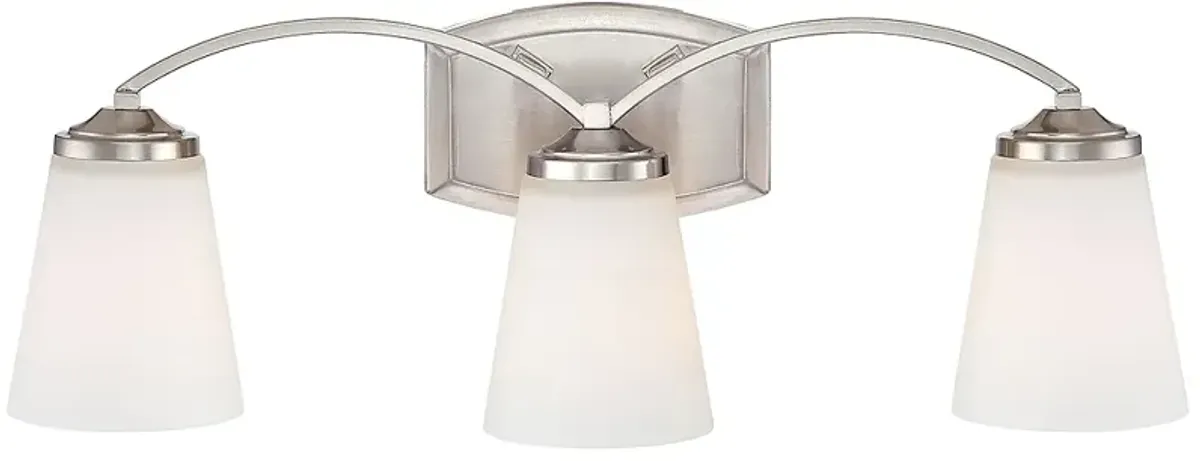 Overland Park 22 3/4" Wide Brushed Nickel 3-Light Bath Light