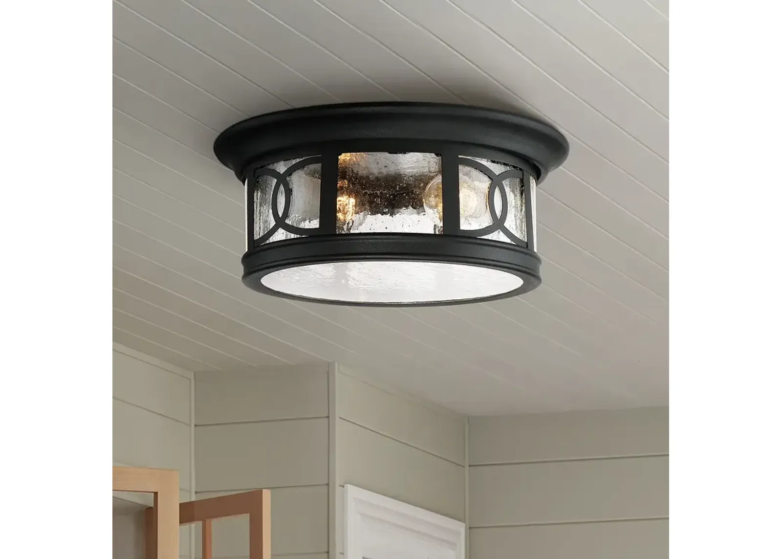 John Timberland Capistrano 12" Black 2-Light Outdoor Ceiling Light