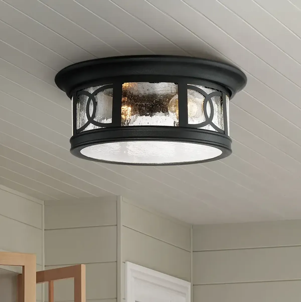 John Timberland Capistrano 12" Black 2-Light Outdoor Ceiling Light