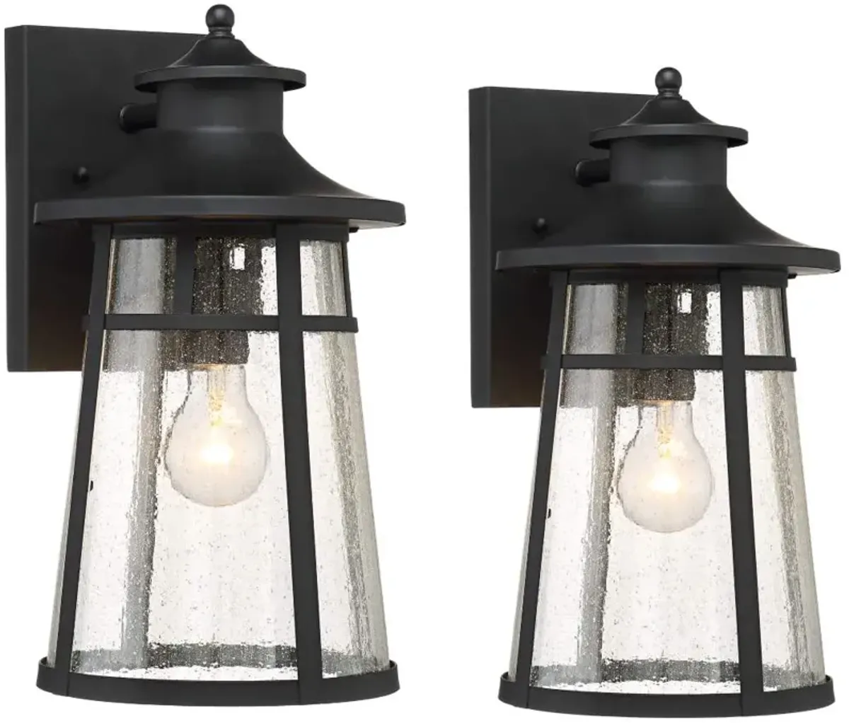 John Timberland Clement 15" Black Outdoor Wall Lantern Lights Set of 2