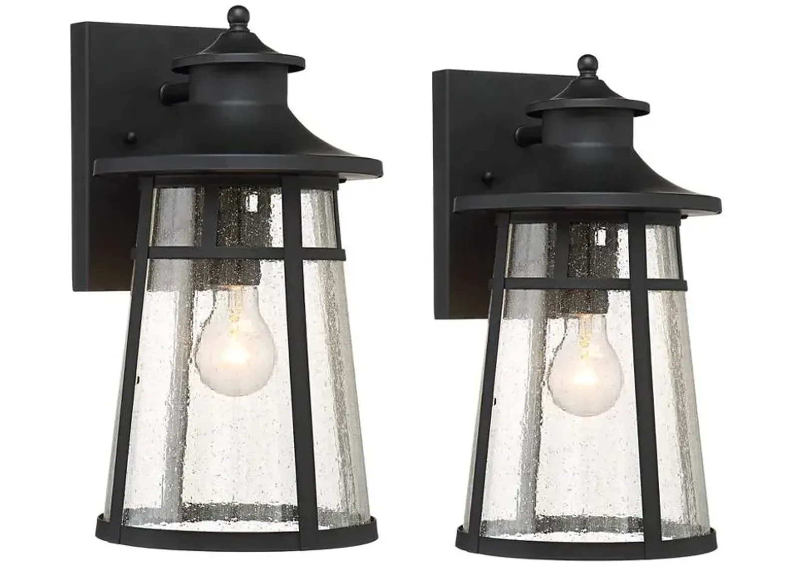 John Timberland Clement 15" Black Outdoor Wall Lantern Lights Set of 2