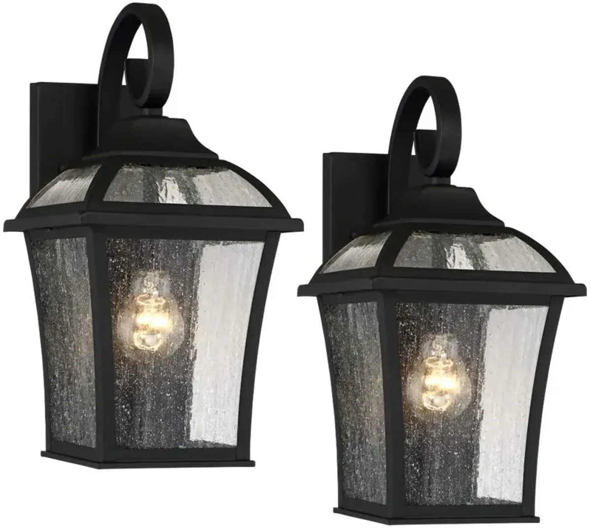John Timberland Mosconi 15" Black Carriage Outdoor Lights Set of 2