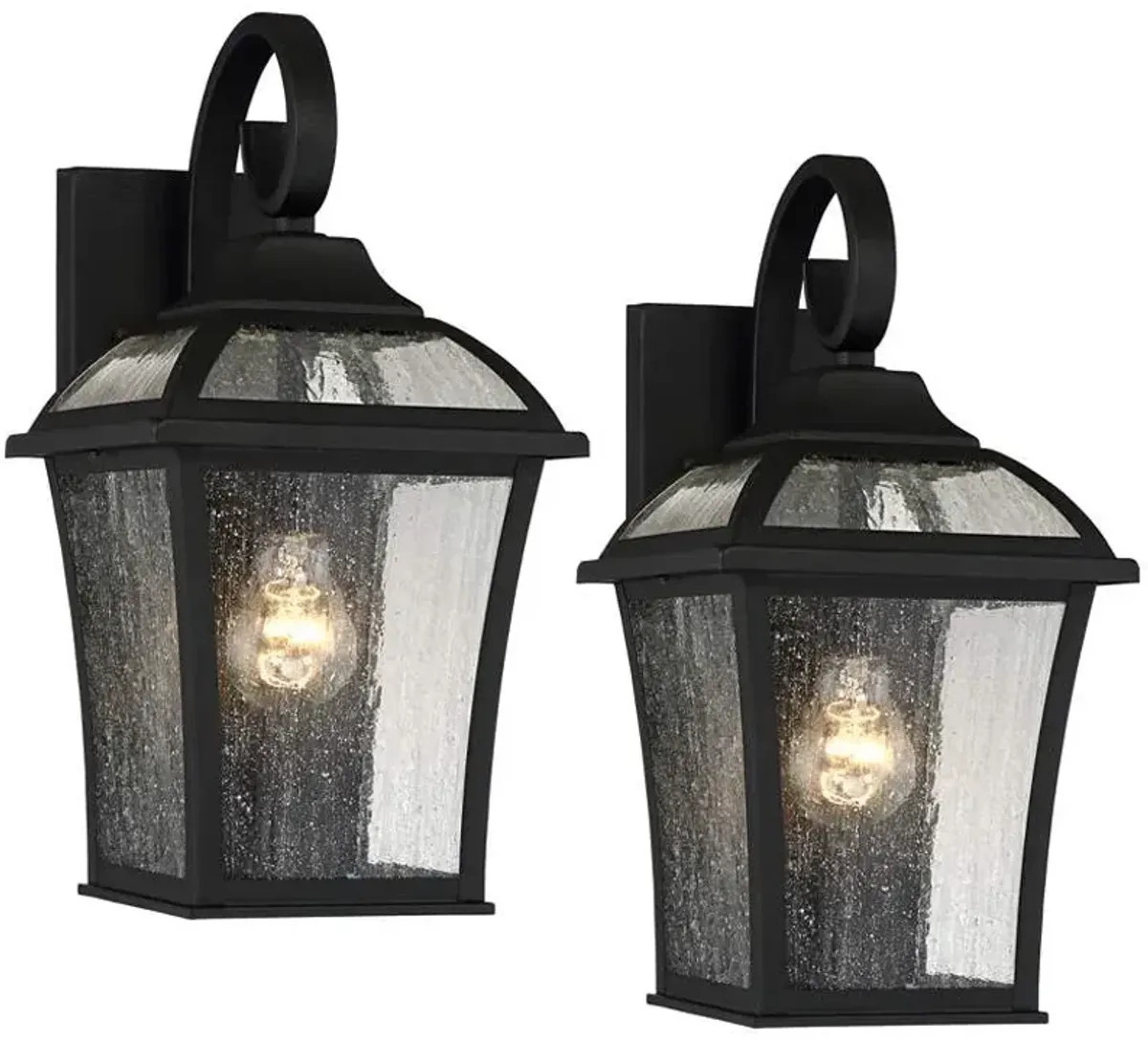 John Timberland Mosconi 15" Black Carriage Outdoor Lights Set of 2