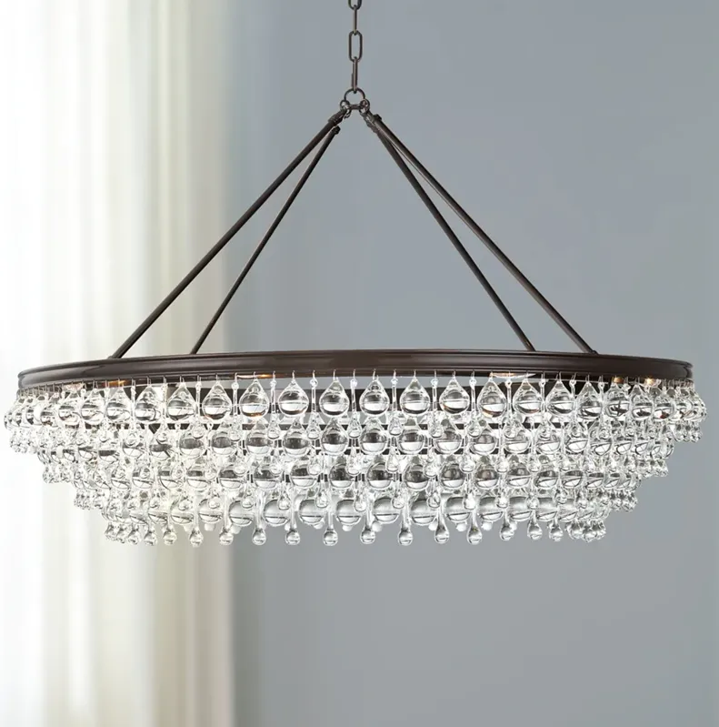 Calypso 40" Wide Bronze and Glass Round Kitchen Island Chandelier