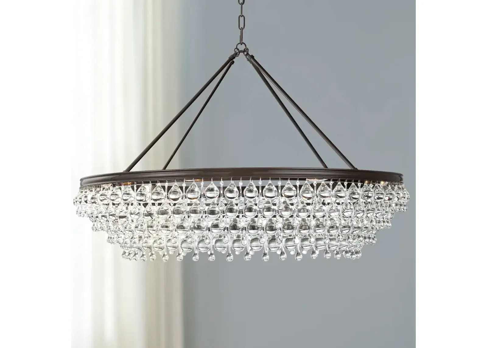 Calypso 40" Wide Bronze and Glass Round Kitchen Island Chandelier