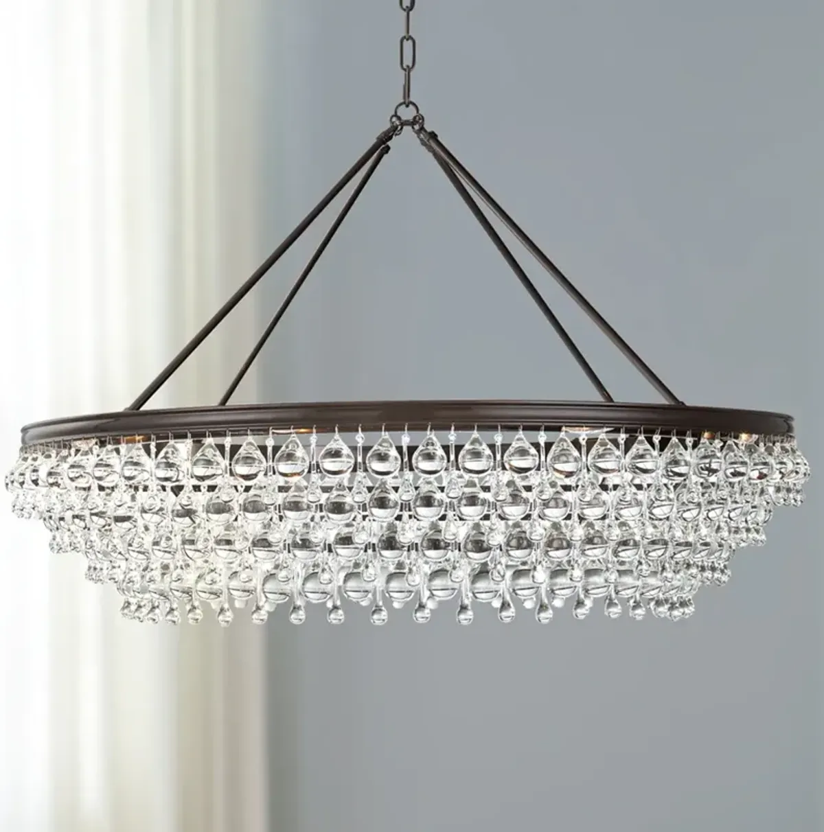 Calypso 40" Wide Bronze and Glass Round Kitchen Island Chandelier