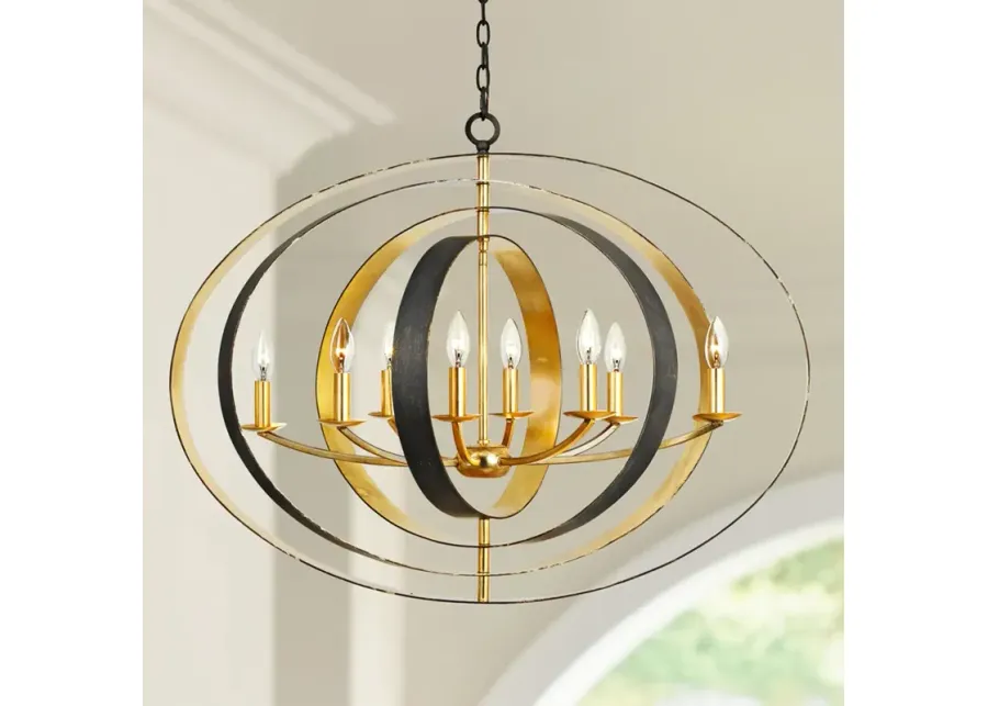 Crystorama Luna 36" Wide Bronze and Gold Oval Chandelier