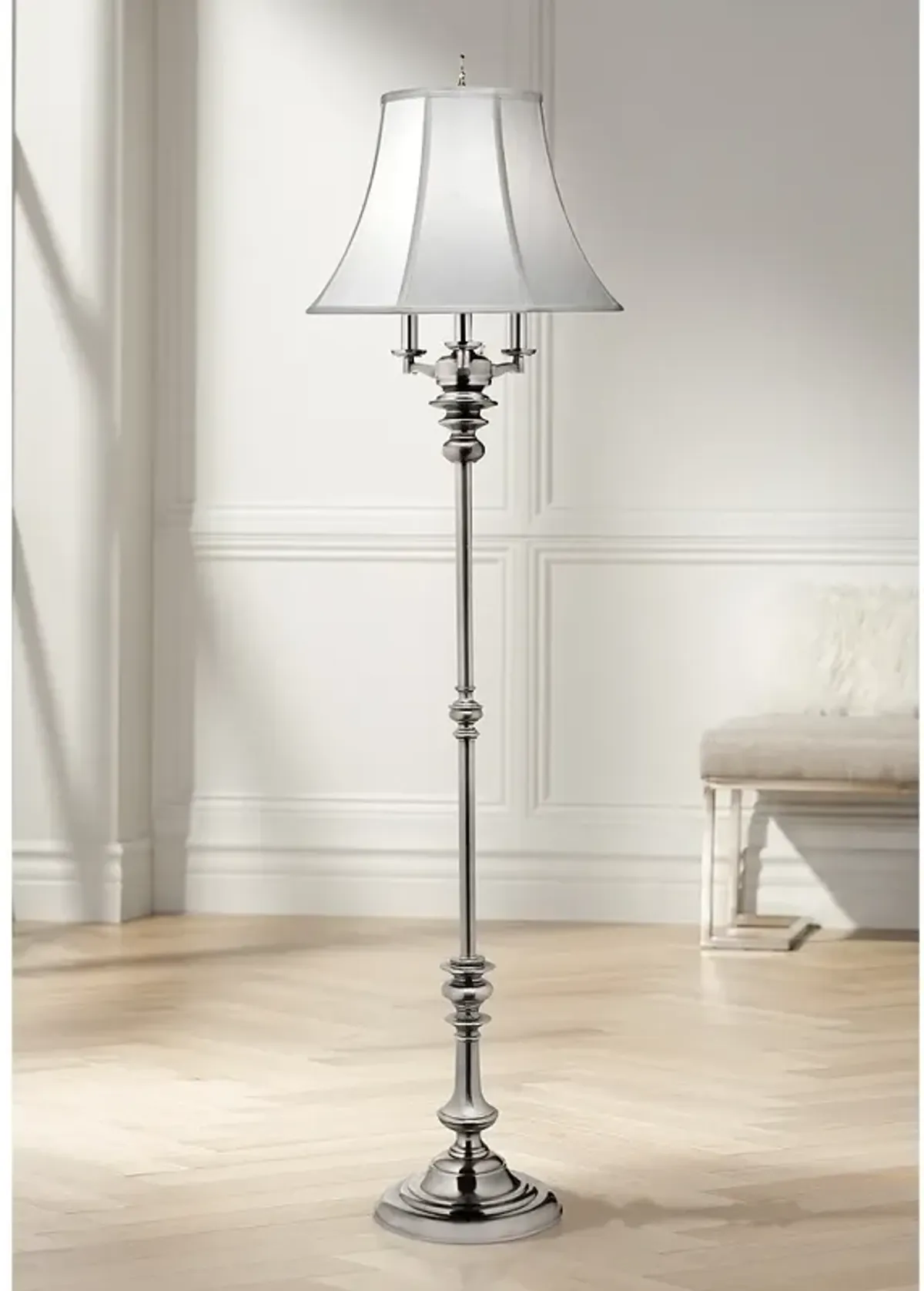 Stiffel 66" High Classic Antique Nickel 4-Light Metal Floor Lamp