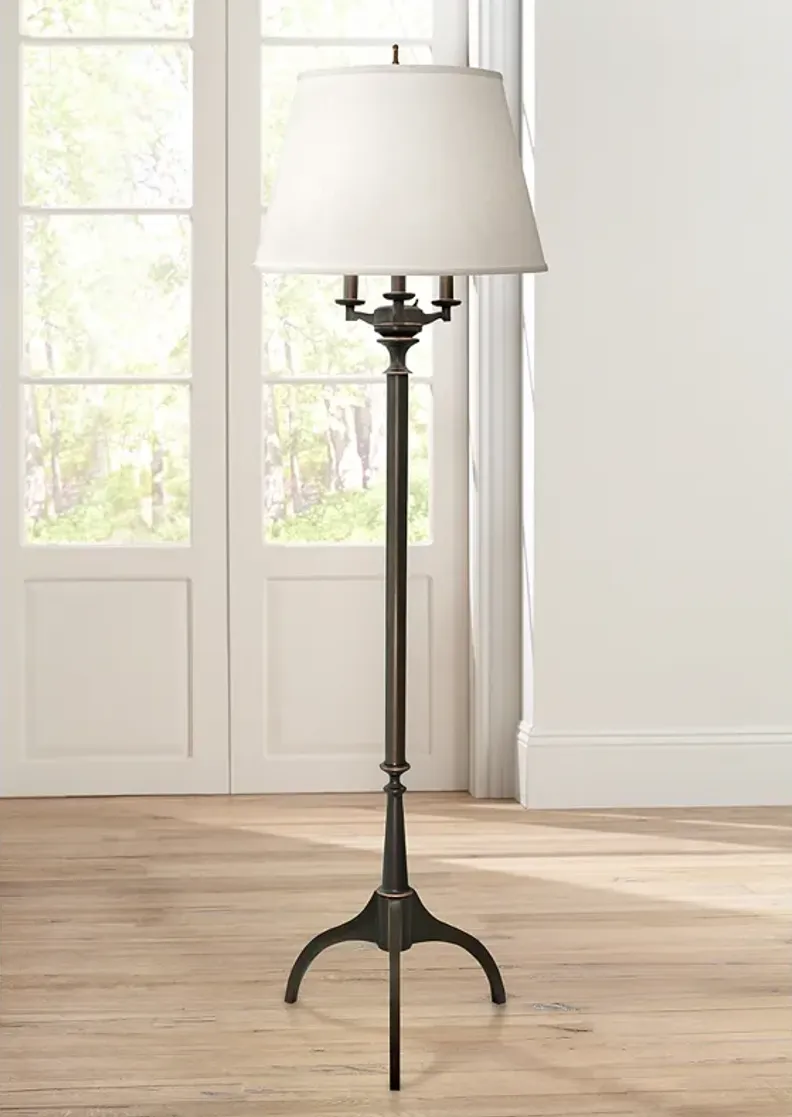 Stiffel 67" High Oxidized Bronze 4-Light Tripod Metal Floor Lamp
