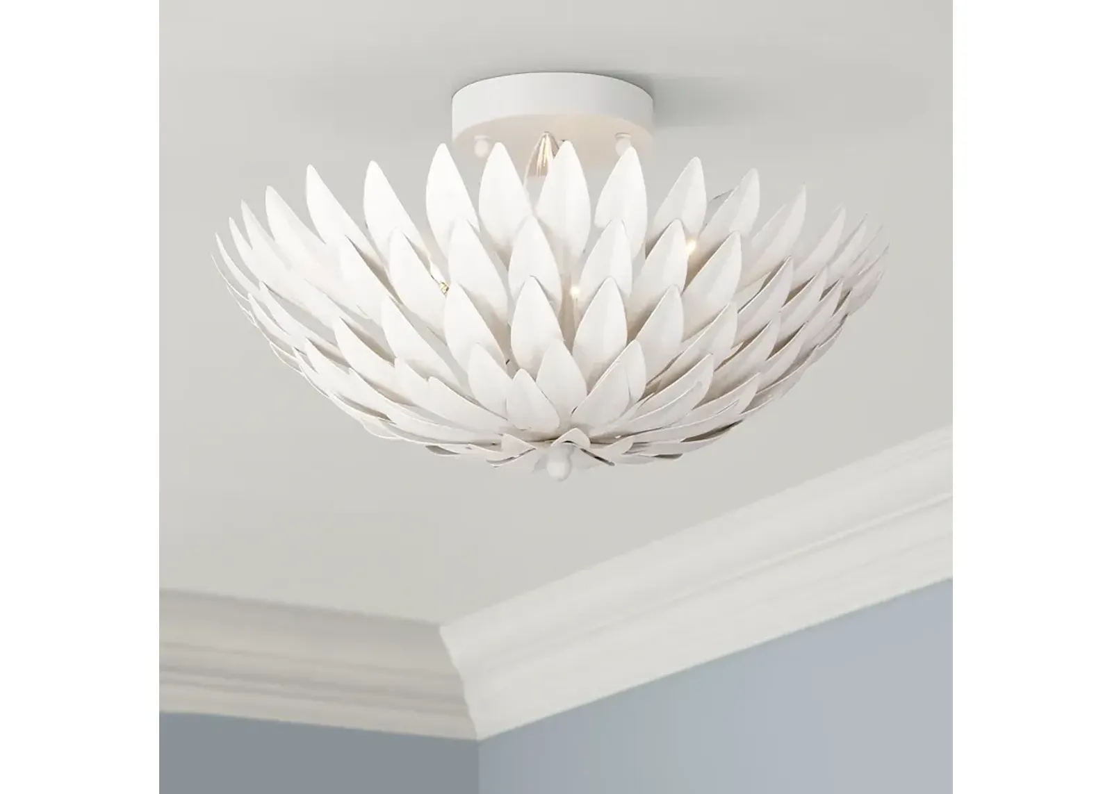 Crystorama Broche 16"W Leaves Matte White Ceiling Light