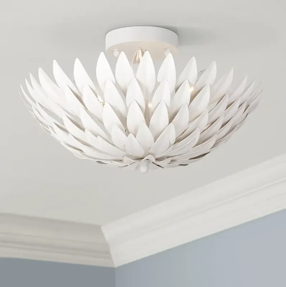 Crystorama Broche 16"W Leaves Matte White Ceiling Light