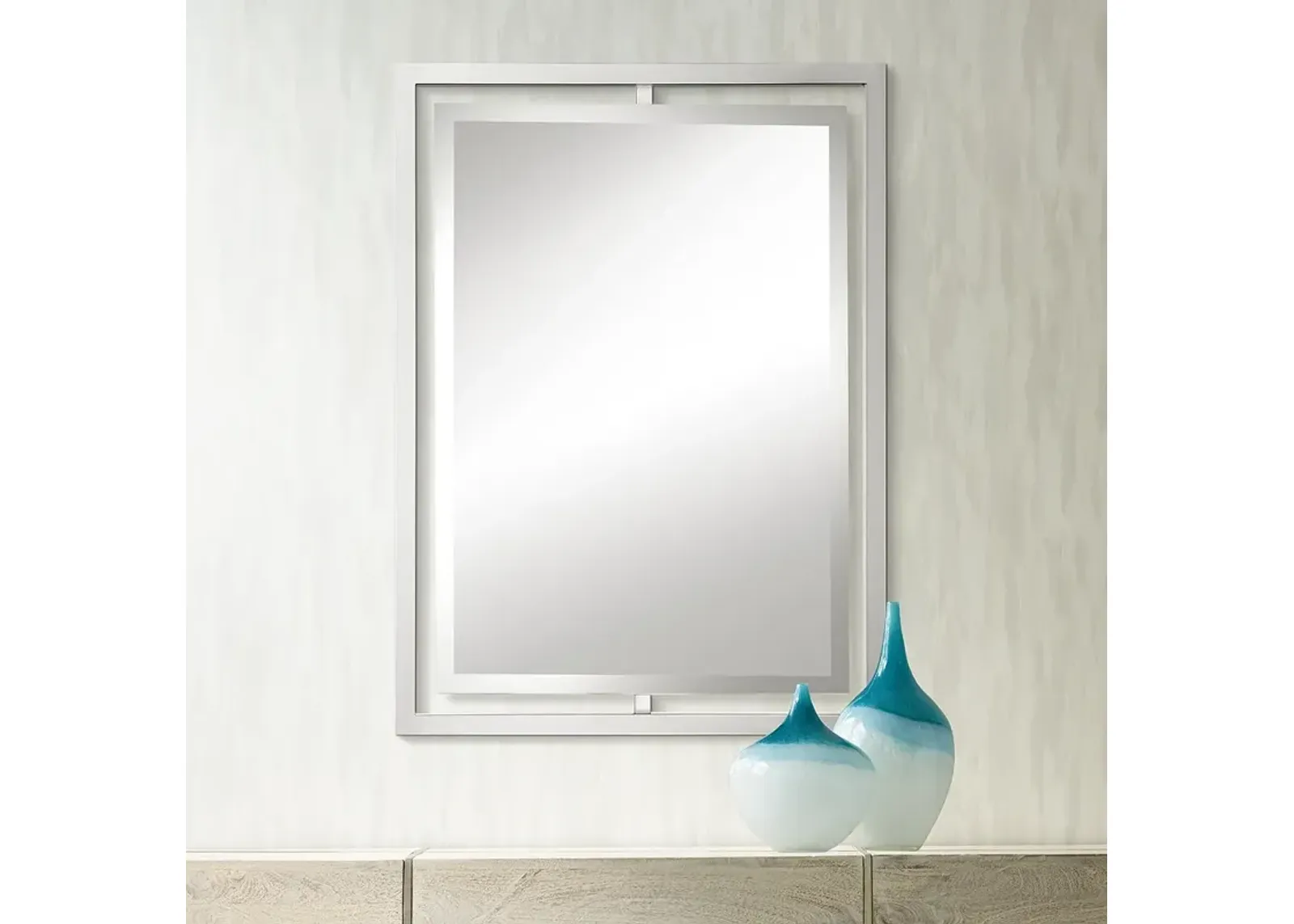 Quoizel Marcos Nickel 24" x 32" Floating Wall Mirror