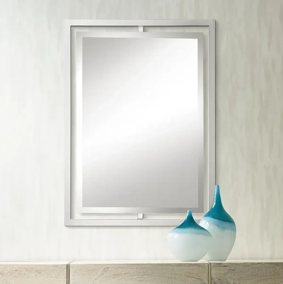 Quoizel Marcos Nickel 24" x 32" Floating Wall Mirror