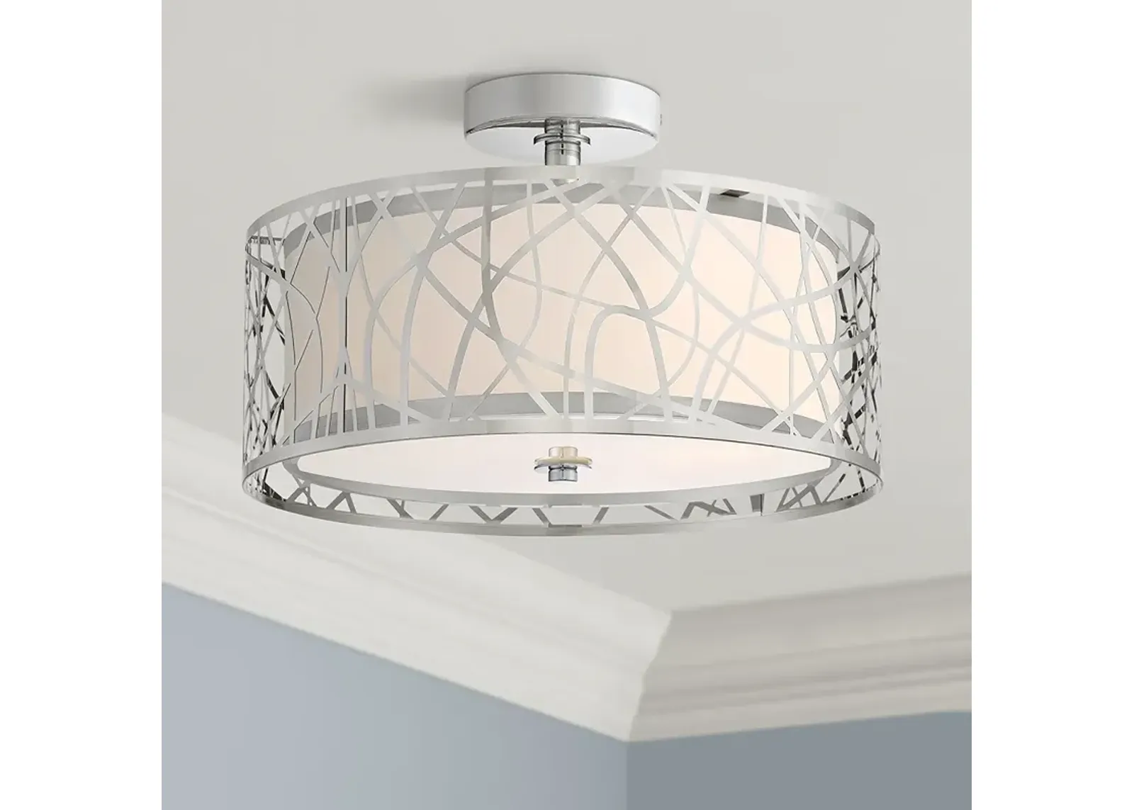 Quoizel Platinum 15" Abode and Polished Chrome Ceiling Light