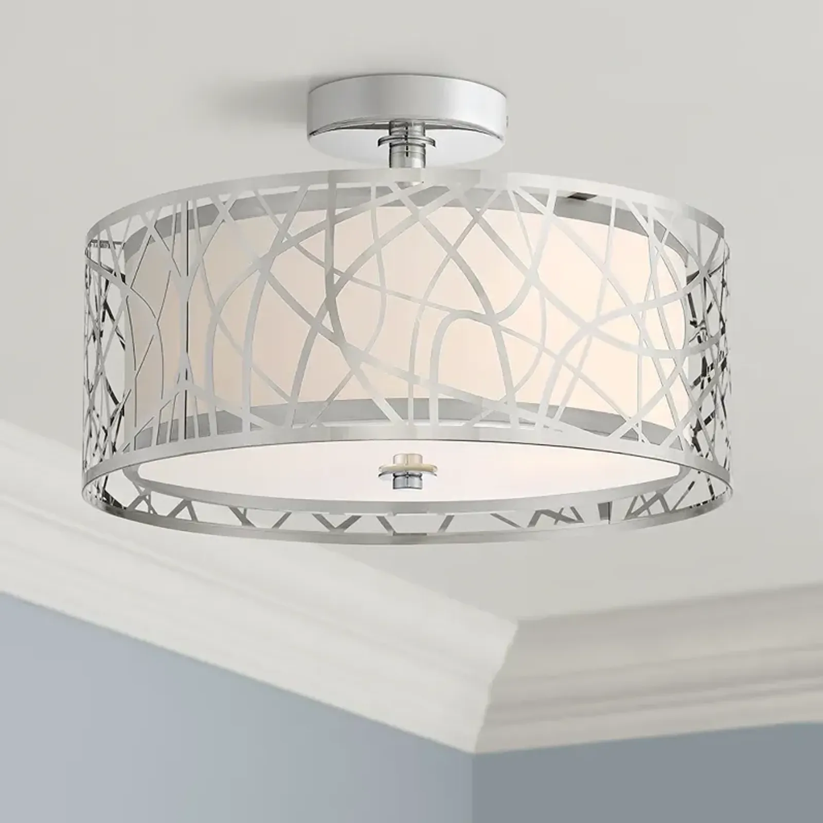 Quoizel Platinum 15" Abode and Polished Chrome Ceiling Light