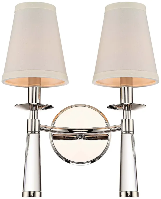 Crystorama Baxter 12"H Nickel 2-Light Glass Wall Sconce