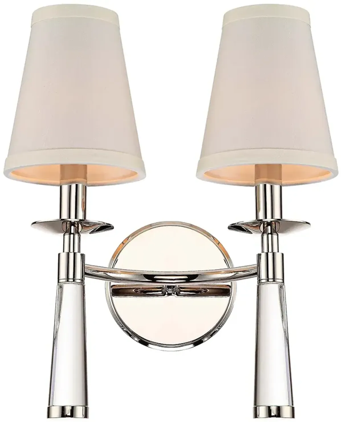 Crystorama Baxter 12"H Nickel 2-Light Glass Wall Sconce