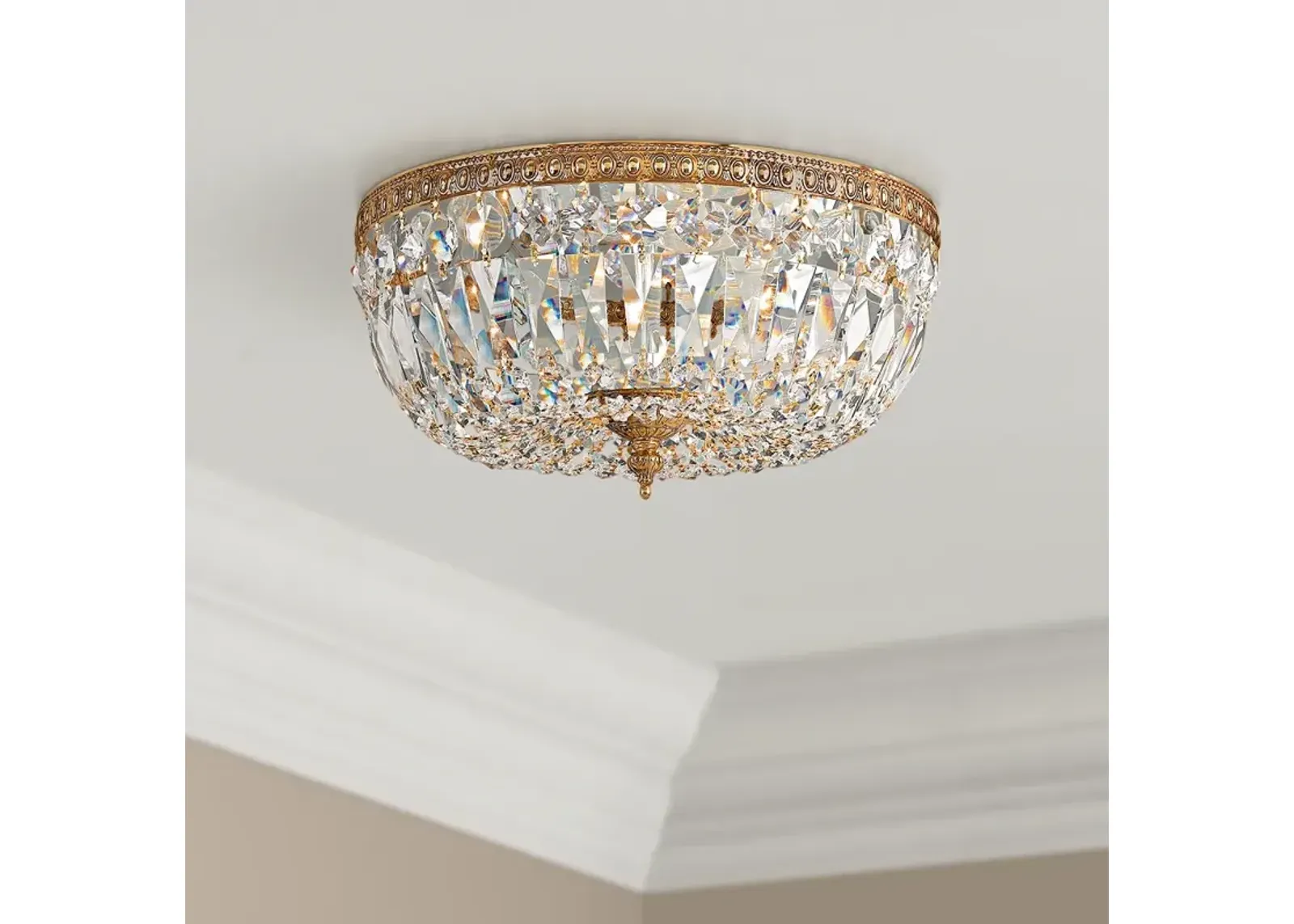 Crystorama Big Basket Crystal 12"W Brass Ceiling Light