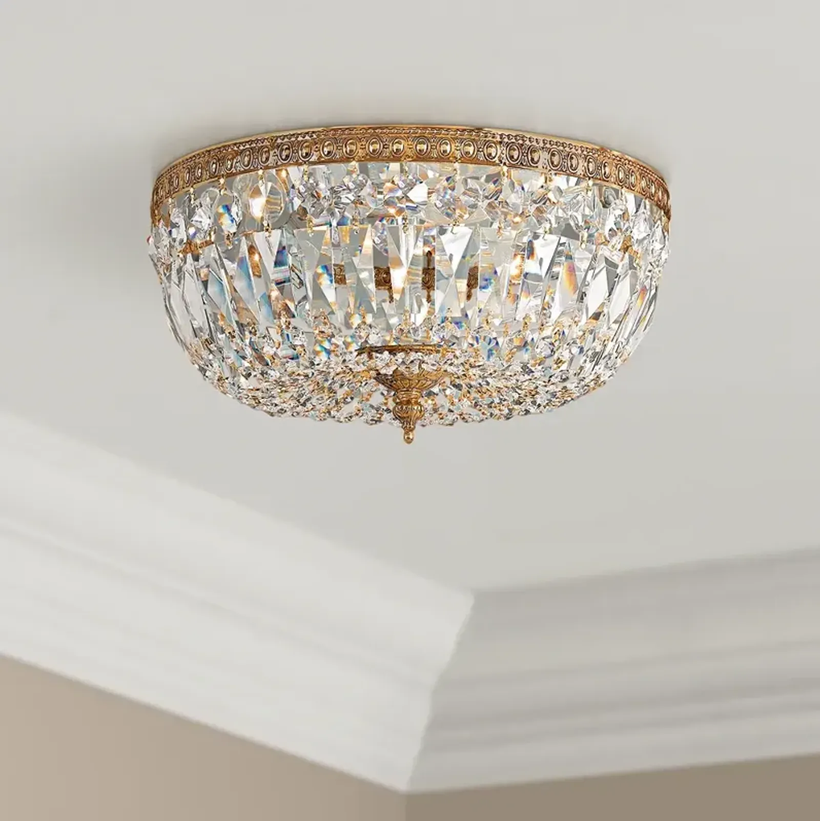 Crystorama Big Basket Crystal 12"W Brass Ceiling Light