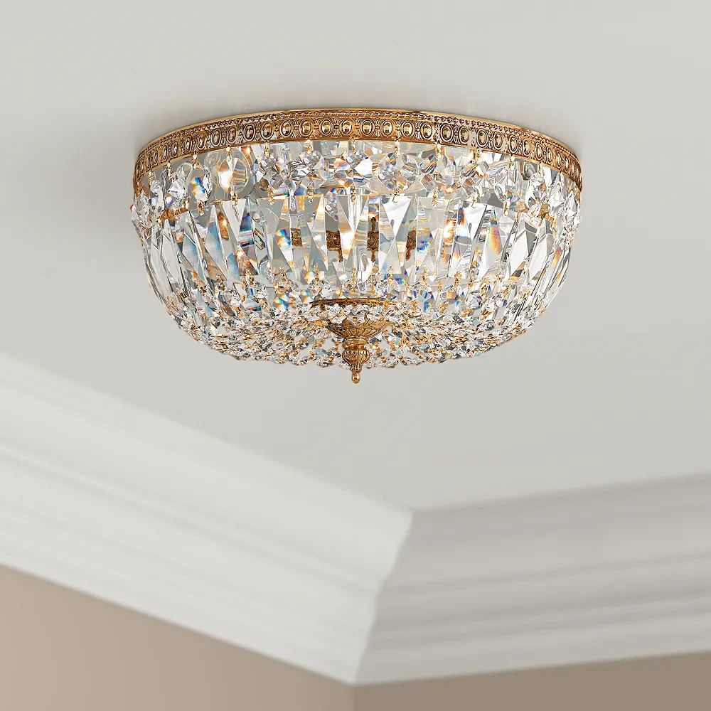 Crystorama Big Basket Crystal 12"W Brass Ceiling Light