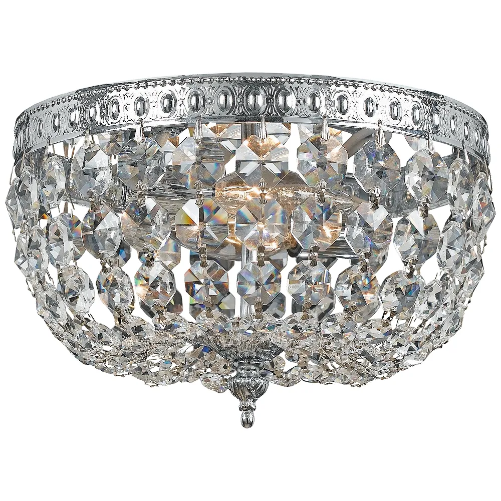 Crystorama Basket Crystal 10" Wide Chrome Ceiling Light