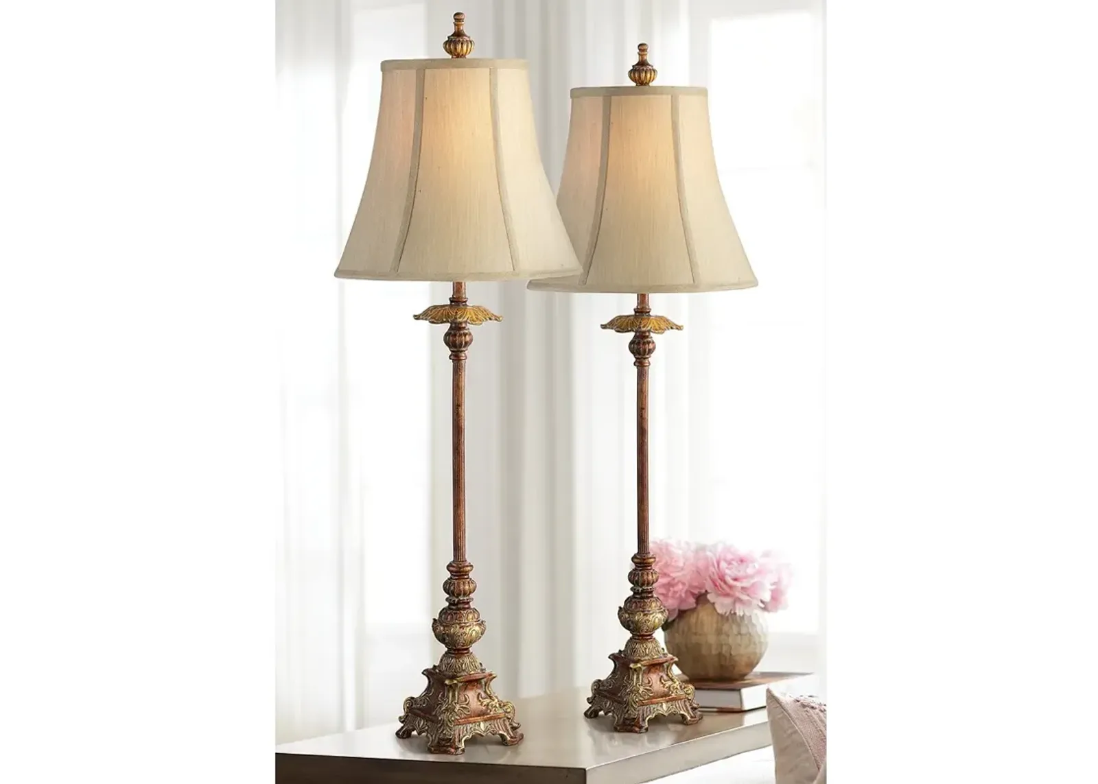 Regency Hill Juliette 36 1/2" High Bronze Buffet Table Lamps Set of 2