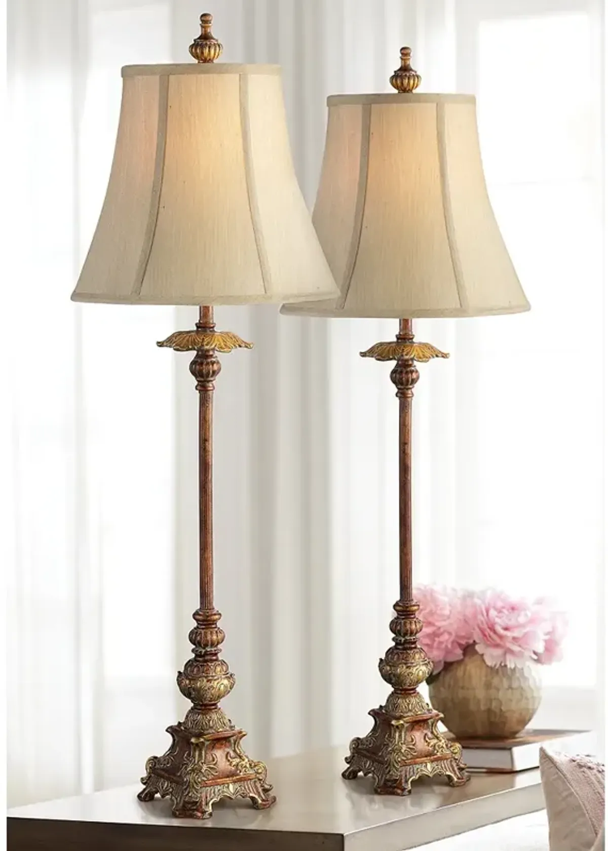 Regency Hill Juliette 36 1/2" High Bronze Buffet Table Lamps Set of 2