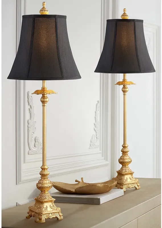 Regency Hill Juliette 36 1/2 Bright Gold Buffet Table Lamp Set of 2