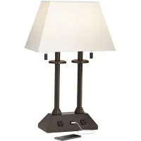 Charlton Bronze Workstation Desk Lamp with Outlets and USB