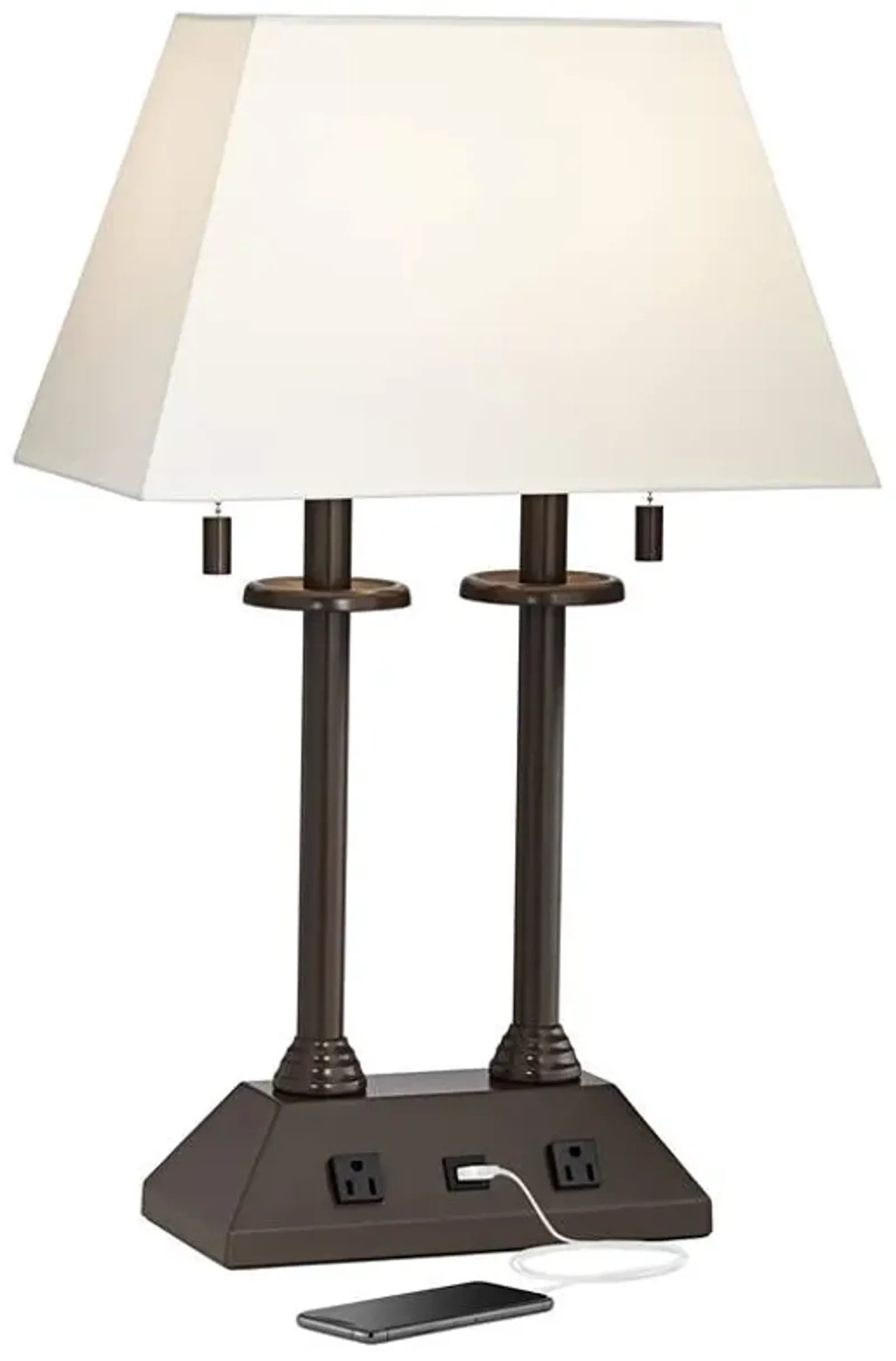 Regency Hill Charlton 26" Bronze Outlets and USB Workstation Desk Lamp