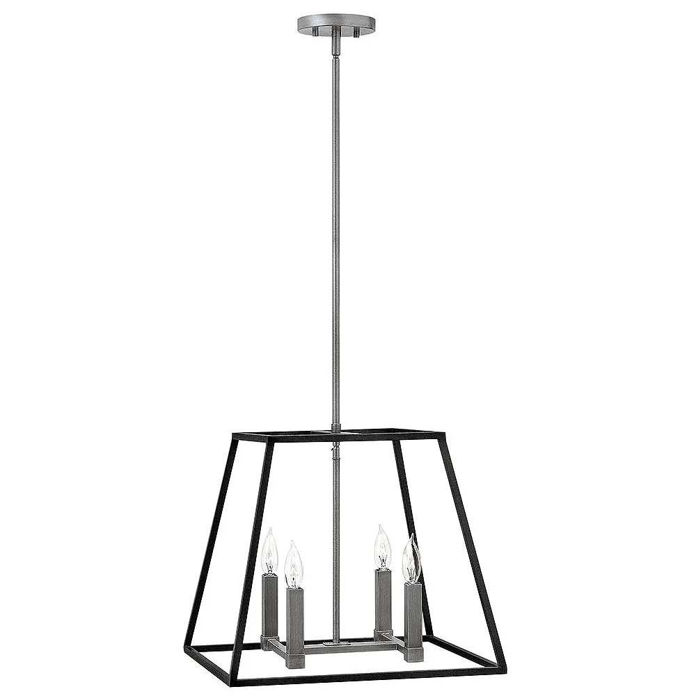 Foyer Fulton-Medium Open Frame Pendant-Aged Zinc