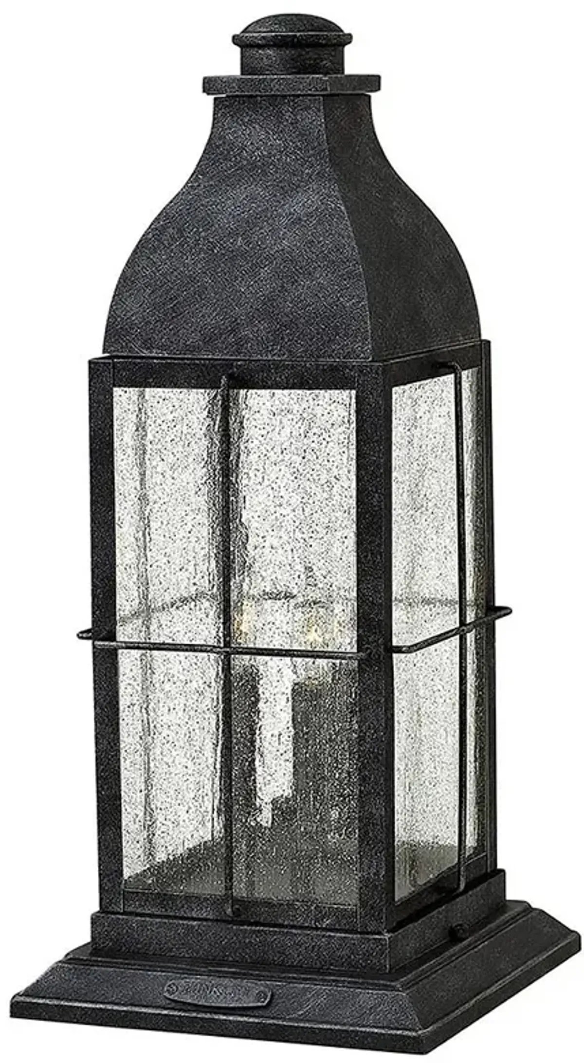 HINKLEY OUTDOOR BINGHAM Large Pier Mount Lantern Greystone