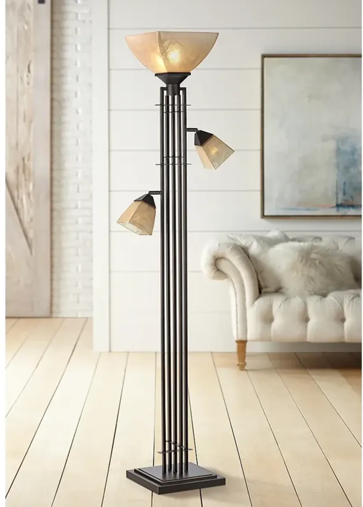 Pacific Coast City Lines 72" Bronze 3-Light Torchiere Floor Lamp