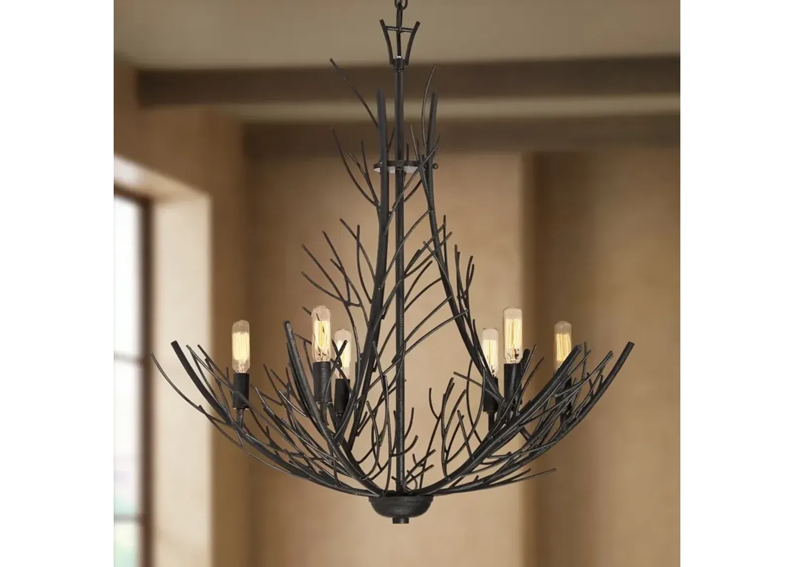 Quoizel Thornhill 26" Marcado Black 6-Light Tree Branch Chandelier