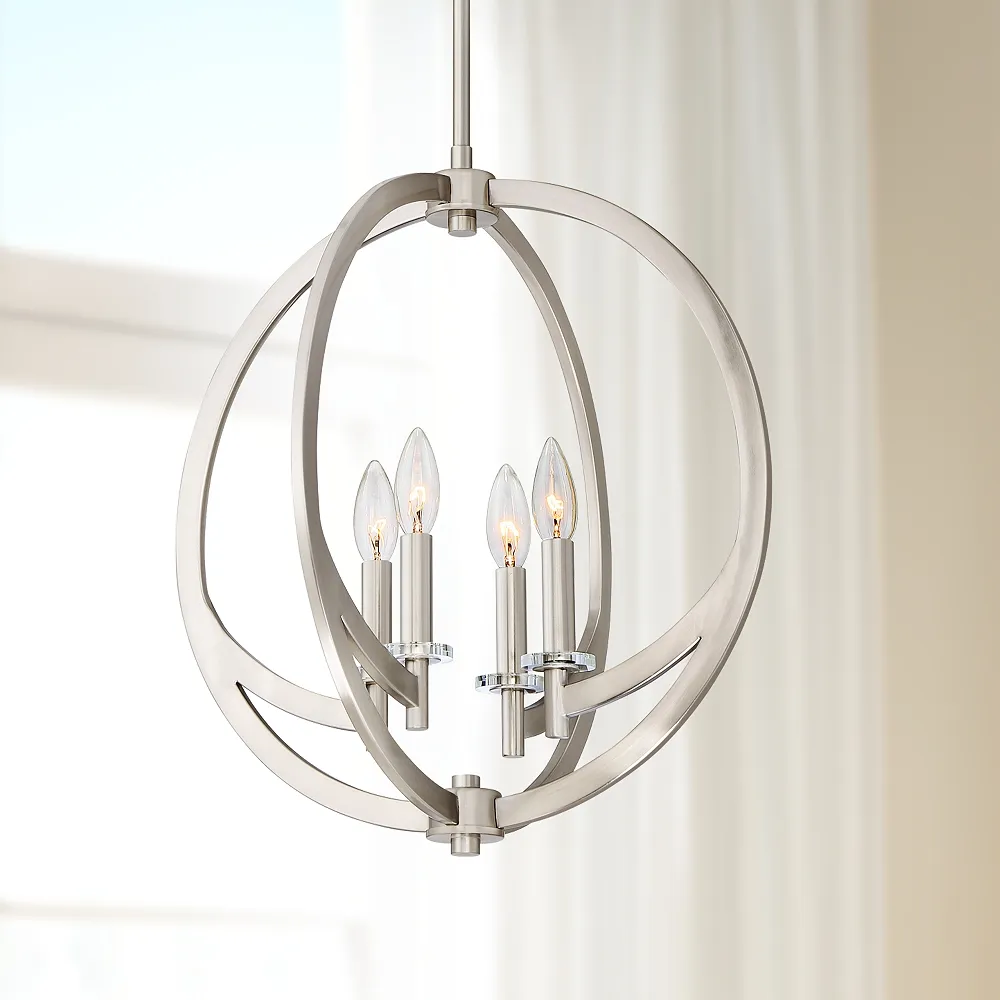 Quoizel Orion 18" Wide Brushed Nickel 4-Light Open Orb Pendant