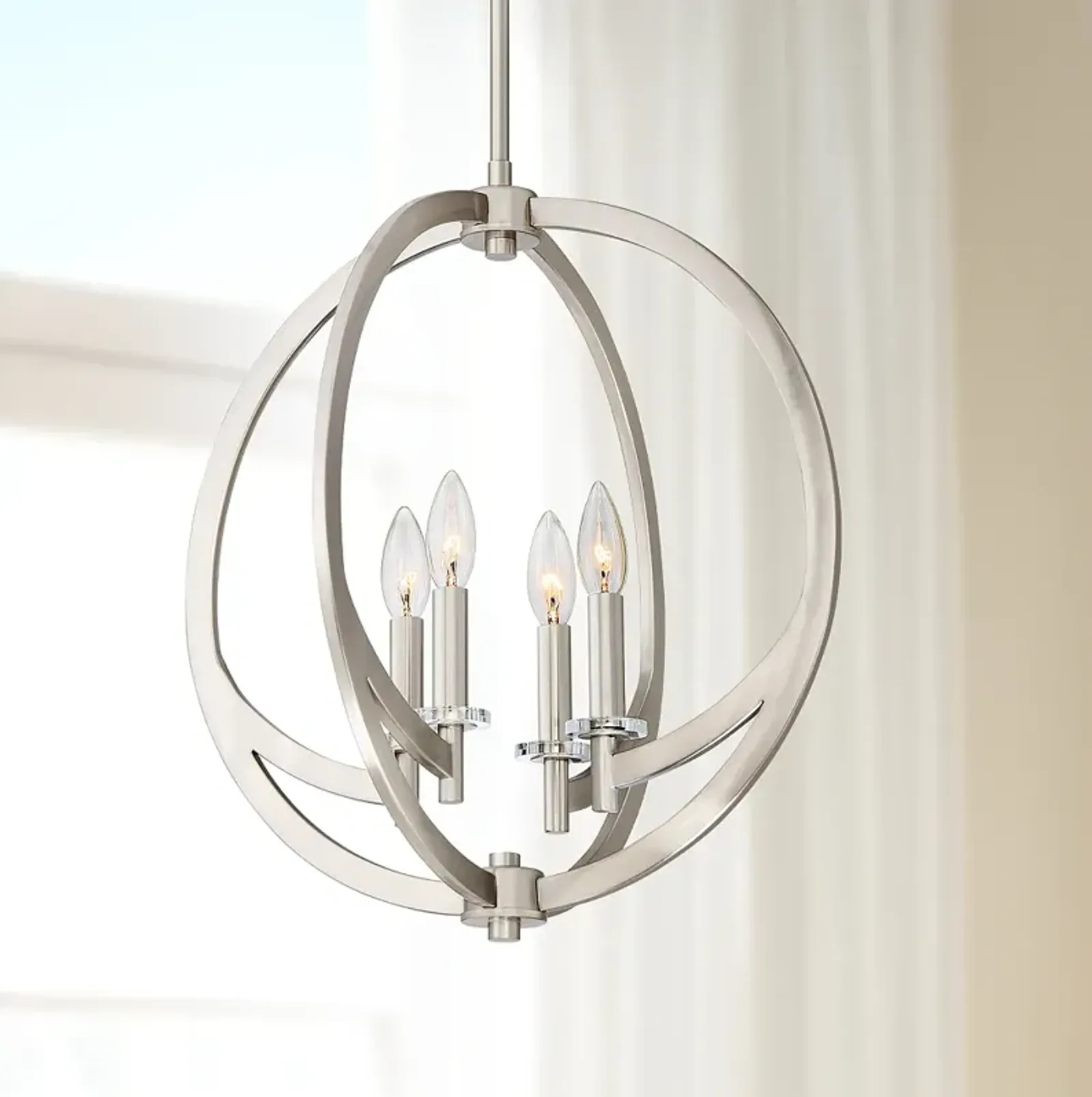 Quoizel Orion 18" Wide Brushed Nickel 4-Light Open Orb Pendant