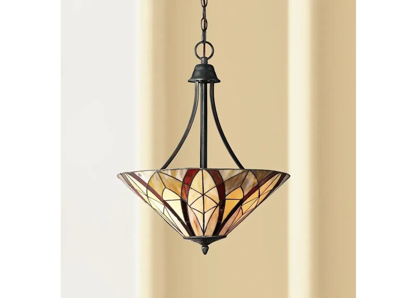 Quoizel Victory 19 1/4" Wide Valiant Bronze Art Glass Pendant Light