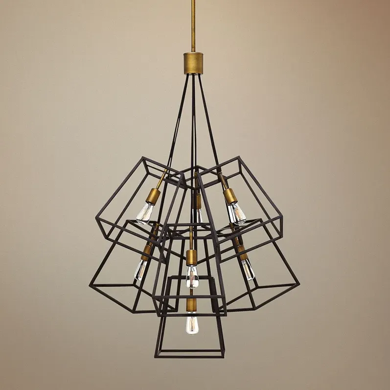 Hinkley Fulton 27 3/4"W Bronze Cage Multi-Light Pendant