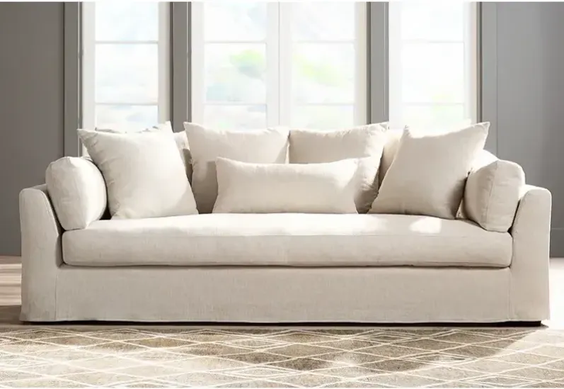 Chateau 98 3/4" Wide Linen Fabric Slipcover Sofa