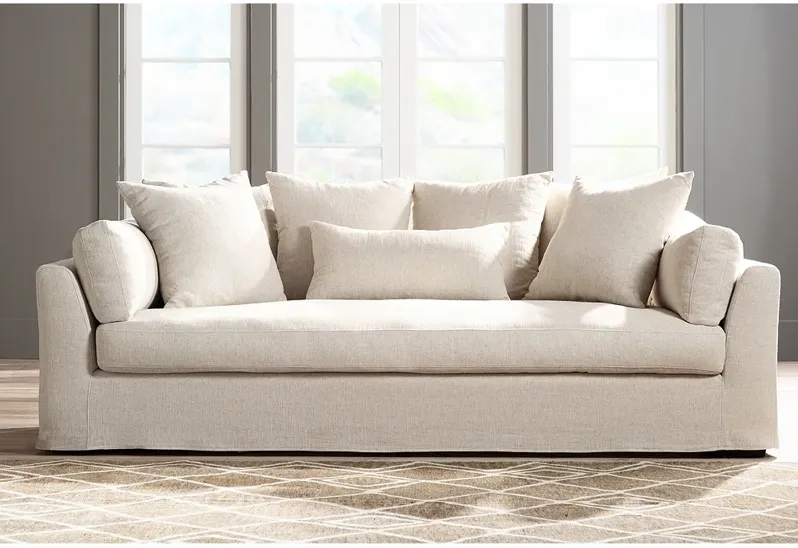 Chateau 98 3/4" Wide Linen Fabric Slipcover Sofa