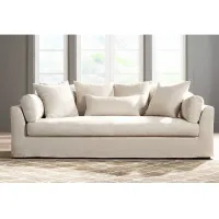 Chateau 99" Wide Linen Fabric Slipcover Sofa