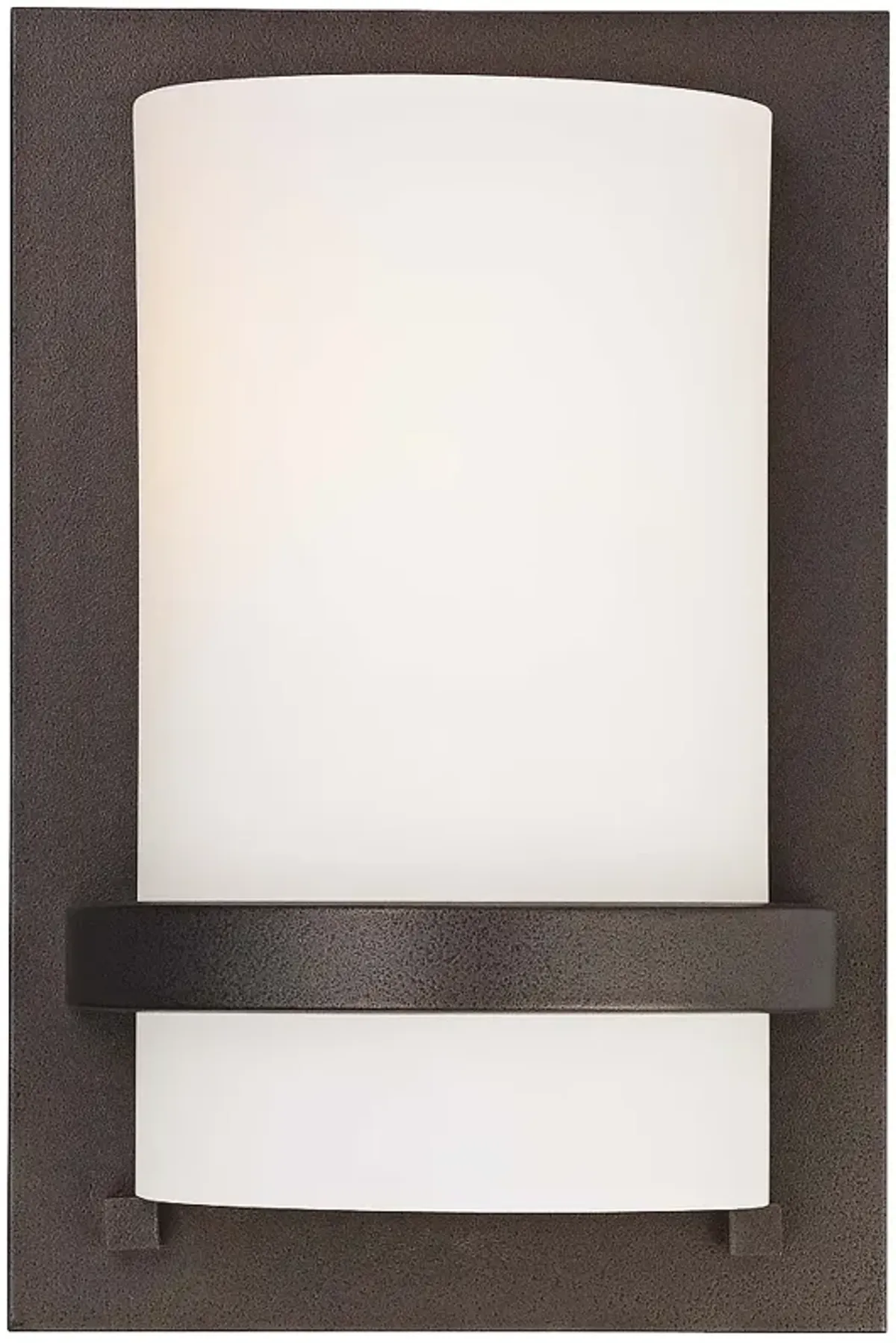 Minka Fieldale Lodge 10" High Smoked Iron White Glass Wall Sconce