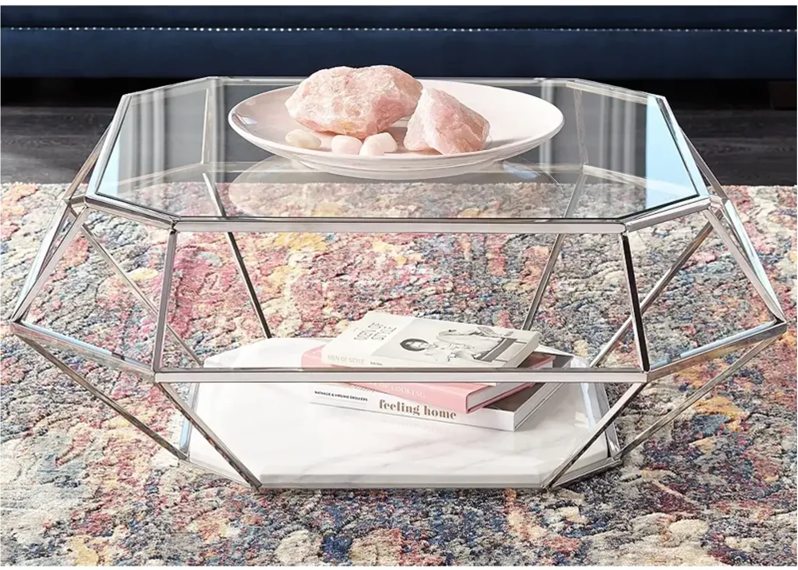 Venus 39 1/2" Wide Geometric Glass Modern Coffee Table