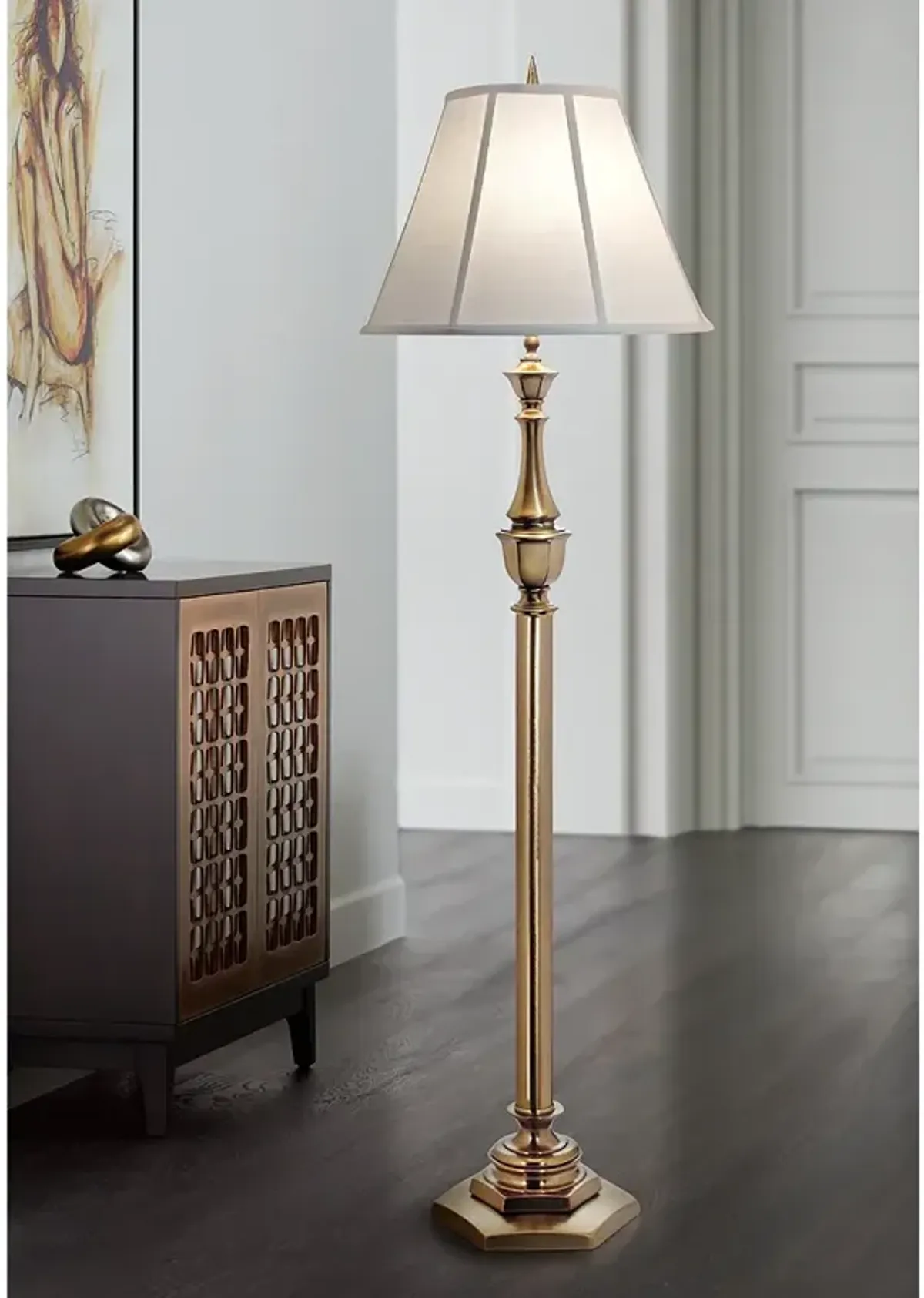 Stiffel Redondo 63" High Traditional Antique Brass Floor Lamp