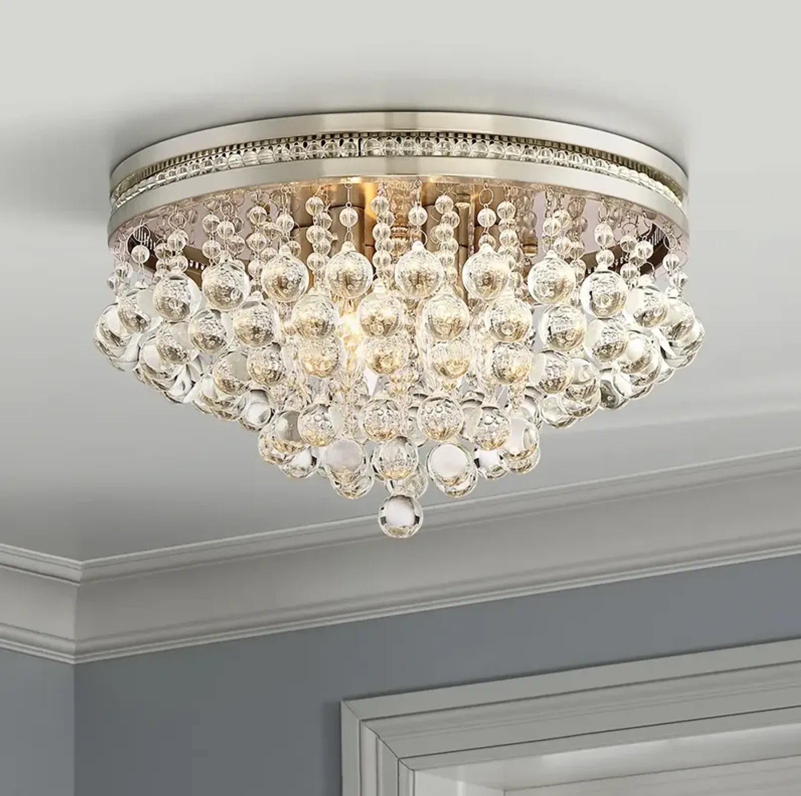 Vienna Full Spectrum Regina Nickel 15 1/4" Wide Crystal Ceiling Light