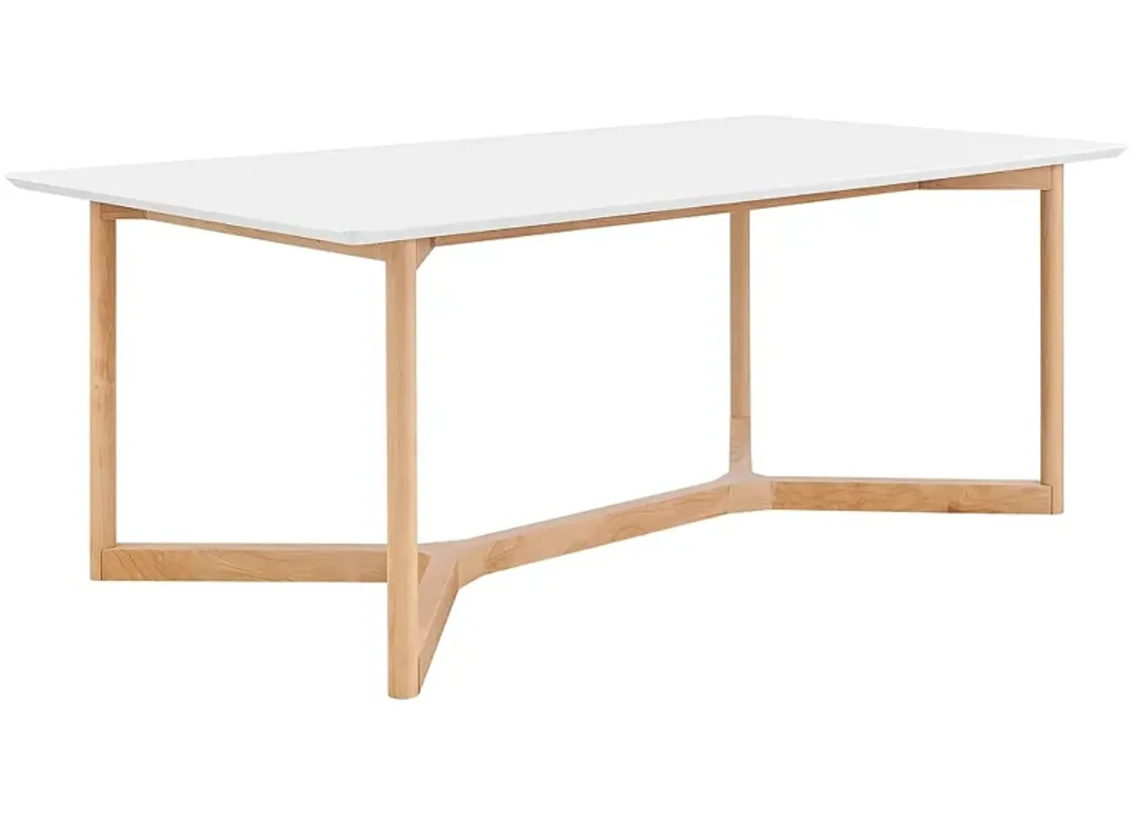 Aren 79 1/4" Wide White Lacquer Natural Wood Dining Table